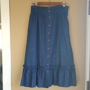 Justin Michael's Button Down Vintage Denim Western Skirt 1970's Size 9/10